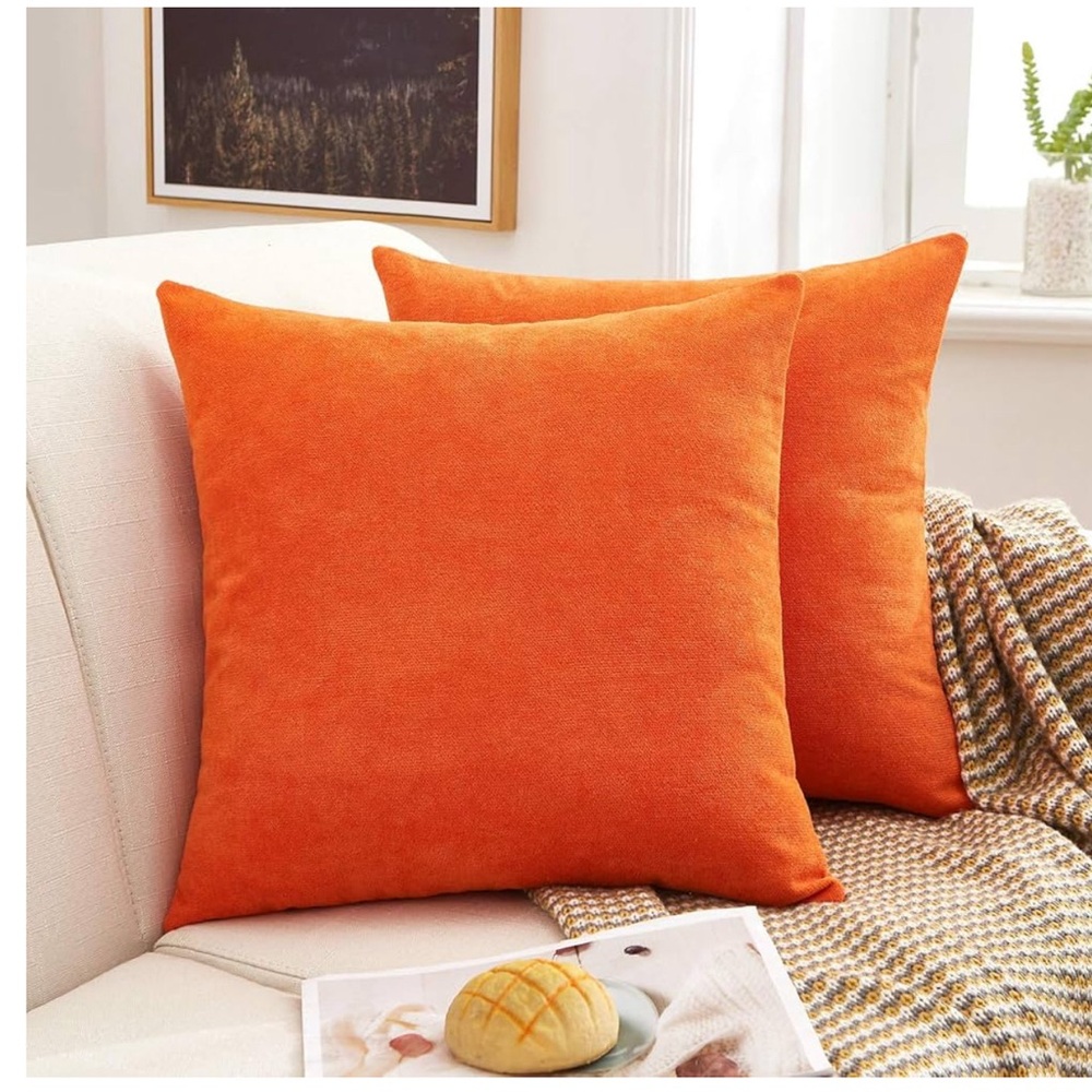 MERNETTE Pack of 2, Thick Chenille Decorative Square Throw Pillow Cover